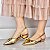 SCARPIN SALTO BLOCO COURO DOURADO CONFORTAVEL - Imagem 3