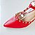 SCARPIN SALTO BLOCO COURO VERMELHO CAMPARI CONFORTAVEL - Imagem 3