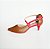 SCARPIN SALTO FINO COURO MARROM VERMELHO CAMPARI CONFORTAVEL - Imagem 1