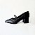 SCARPIN SALTO BLOCO COURO PRETO CONFORTAVEL - Imagem 1