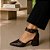 SCARPIN SALTO BLOCO COURO CAFE CONFORTAVEL - Imagem 3