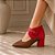 BOTA SALTO BLOCO COURO MARROM VERMELHO CAMPARI CONFORTAVEL - Imagem 3
