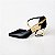 SCARPIN SALTO GEOMETRICO COURO PRETO DOURADO CONFORTAVEL - Imagem 1