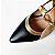 SCARPIN SALTO BLOCO PRETO NUDE CLARO DOURADO CONFORTAVEL - Imagem 5