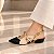 SCARPIN SALTO BLOCO PRETO NUDE CLARO DOURADO CONFORTAVEL - Imagem 3