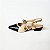 SCARPIN SALTO BLOCO PRETO NUDE CLARO DOURADO CONFORTAVEL - Imagem 1