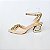 SCARPIN SALTO GEOMETRICO COURO NUDE CLARO DOURADO CONFORTAVEL - Imagem 1