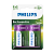 2 Pilhas Baterias D Recarregáveis Philips Tamanho Grande 3000mAh - Imagem 1
