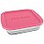 Conjunto de Assadeiras Grandes Retangular Quadrada Rosa 3 Peças Tampa Marinex - Imagem 2