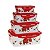 Kit 4 Potes Retangulares Vermelho Floral Tampa com Travas - Imagem 2