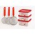Kit 3 Potes Quadrados Gatos 400ml + 3 Peneiras Vermelhas Inox - Imagem 1