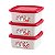 Kit 3 Potes Quadrados Gatos 400ml + 3 Peneiras Vermelhas Inox - Imagem 2