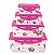Kit 4 Potes Retangulares Rosa Floral Tampa com Travas - Imagem 3