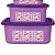 Kit 3 Potes Quadrados Com Tampa Multiuso Lilás Roxo Bella - Imagem 3