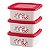 Kit 3 Potes Quadrados Gatinhos Com Tampa Vermelha 400ml - Imagem 2