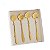 Kit 4 Colheres de Chá de Aço Inox Dourado Flores Wolff - Imagem 2