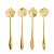 Kit 4 Colheres de Chá de Aço Inox Dourado Flores Wolff - Imagem 1