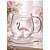 Caneca Xicara de Vidro Borossilicato Flamingo e Alça Rosa 3D 350ml C48 - Imagem 1