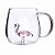 Caneca Xicara de Vidro Borossilicato Flamingo e Alça Rosa 3D 350ml C48 - Imagem 2