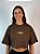 Cropped Oversized Marrom Hard Work - Imagem 1
