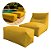 Puff Capa Amarelo Tecido Poltrona Sofá Decorativo Conforto Com Apoio para pés Tecido Poliester Premium - Imagem 1