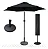 Ombrelone Central 2,30m com Base 12kg E Capa Jardim Piscina Preto - Imagem 1