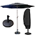 Kit Ombrelone 3m Jardim Piscina com Base 12kg e Capa UV Premium Preto - Imagem 1