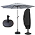 Kit Ombrelone 3m Jardim Piscina com Base 12kg e Capa UV Premium Cinza - Imagem 1