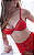 Sutiã vermelho sem bojo detalhes rendados e em tule - Imagem 1