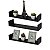 Kit 3 Prateleiras U 60 x 20cm Preta com Suporte Invisível - Imagem 1
