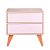 Mesa de Cabeceira Retrô com Portas Bréscia Carvalho e Rosa Claro - Imagem 1