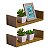 Kit 2 Prateleiras U 60 x 15cm Freijó Suporte Invisível - Imagem 1