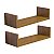Kit 2 Prateleiras U 60 x 15cm Freijó Suporte Invisível - Imagem 2