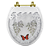 Assento Sanitário Poliester Oval Branco Decorado Borboleta Vermelha Com Ferragem Dourada - Imagem 1