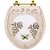 Assento Sanitário Decorado Oval Convencional Creme Com Borboleta Verde para todas as marcas Com Ferragem Dourada - Imagem 1