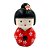 Boneca Gueixa Kokeshi de Porcelana Kimono Vermelho Coque Flor 8cm - Imagem 1