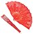 Leque Floral Vermelho com Glitter Dourado Estilo Gueixa para Feng Shui e Artes Marciais 23cm - Imagem 3