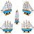 Mini Barco Veleiro Decorativo Azul claro em Madeira 16cm - Imagem 4