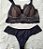 Lingerie conjunto de sutiã e calcinha renda preto e bege - Imagem 1