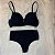 Lingerie conjunto de sutiã e calcinha Preto sem renda com pingente - Imagem 1