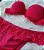 Lingerie conjunto de sutiã e calcinha tanga com renda vermelho - Imagem 4