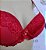 Lingerie conjunto de sutiã e calcinha tanga com renda vermelho - Imagem 2