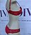 Lingerie conjunto de sutiã e calcinha tanga com renda vermelho - Imagem 3
