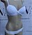 Lingerie conjunto de sutiã e calcinha tanga com renda branca - Imagem 1