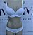 Lingerie conjunto de sutiã e calcinha tanga com renda branca - Imagem 1
