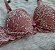 Lingerie conjunto de sutiã e calcinha rosê e bege com bojo e aro - Imagem 2