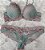 Lingerie conjunto de sutiã e calcinha renda verde água e rosa com bojo e aro - Imagem 1