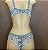 Lingerie conjunto de sutiã e calcinha renda azul e branco com bojo e aro - Imagem 4