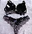 Lingerie conjunto de sutiã e calcinha renda preta e bege com bojo e aro - Imagem 5