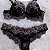 Lingerie conjunto de sutiã e calcinha renda preta e bege com bojo e aro - Imagem 2